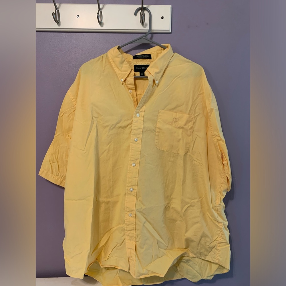 Hunt Club Yellow Cotton Button Up Shirt XXL